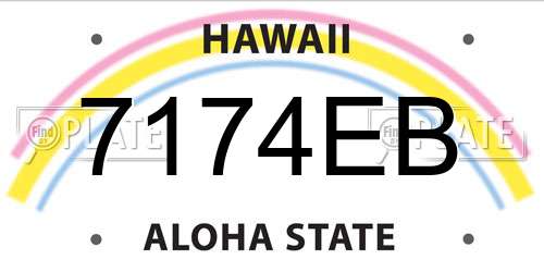 7174EB Hawaii License Plate