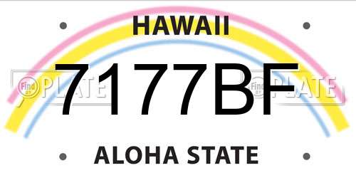 7177BF Hawaii License Plate