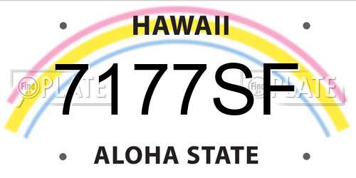 7177SF Hawaii License Plate