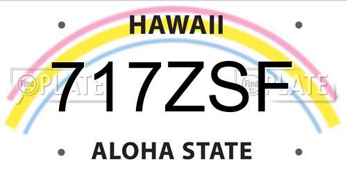 717ZSF Hawaii License Plate