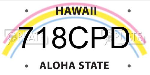 718CPD Hawaii License Plate