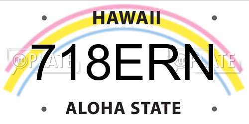 718ERN Hawaii License Plate
