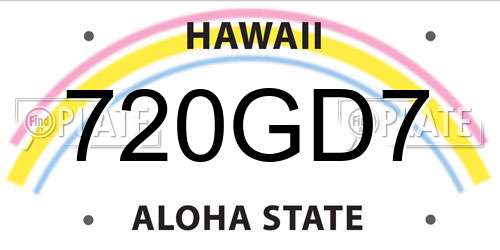 720GD7 Hawaii License Plate