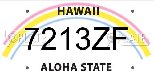 7213ZF Hawaii License Plate