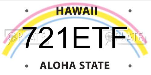 721ETF Hawaii License Plate
