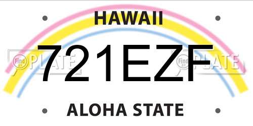 721EZF Hawaii License Plate