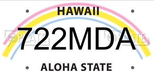 722MDA Hawaii License Plate
