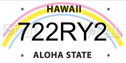 722RY2 Hawaii License Plate