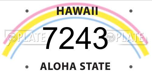 7243 Hawaii License Plate