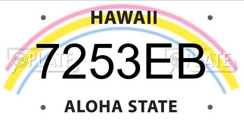 7253EB Hawaii License Plate