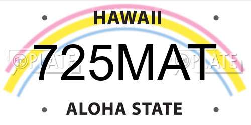 725MAT Hawaii License Plate