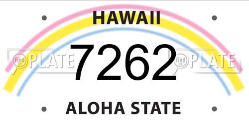7262 Hawaii License Plate