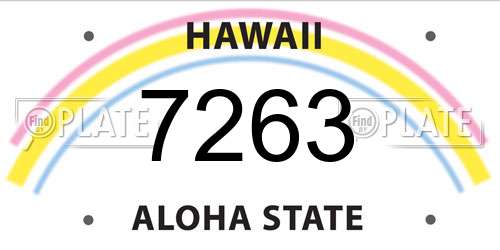 7263 Hawaii License Plate
