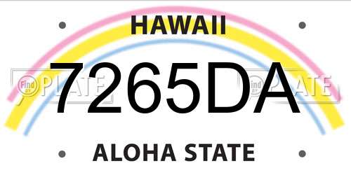 7265DA Hawaii License Plate