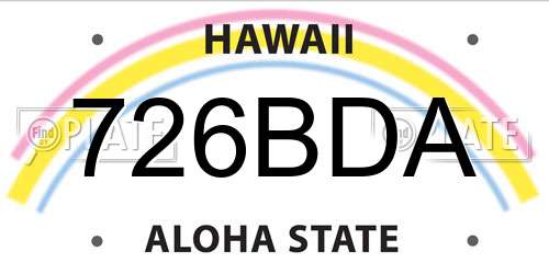 726BDA Hawaii License Plate