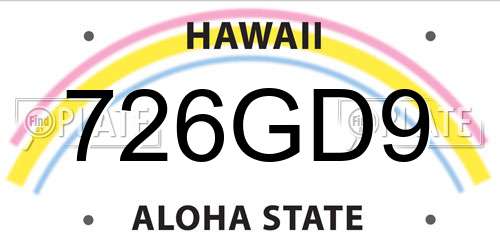726GD9 Hawaii License Plate