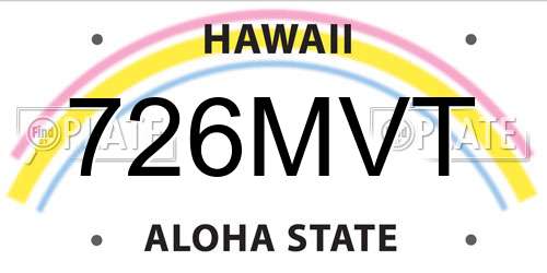 726MVT Hawaii License Plate