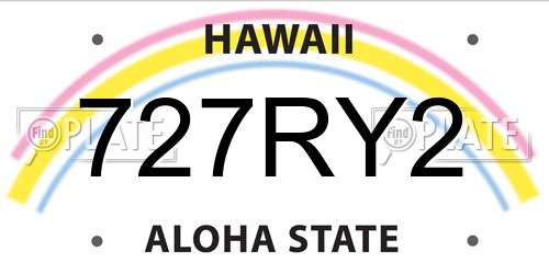 727RY2 Hawaii License Plate