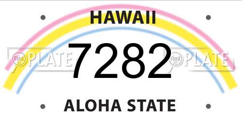 7282 Hawaii License Plate