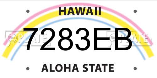 7283EB Hawaii License Plate