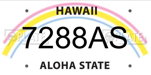 7288AS Hawaii License Plate