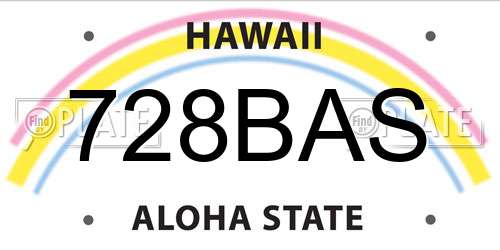 728BAS Hawaii License Plate