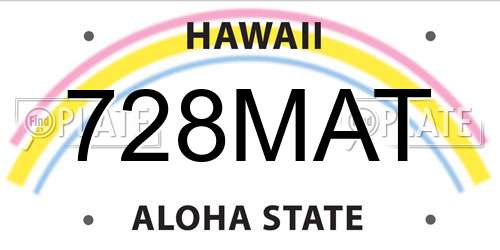 728MAT Hawaii License Plate