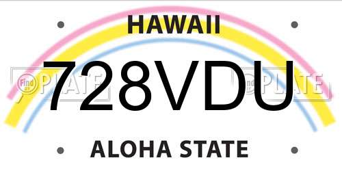 728VDU Hawaii License Plate