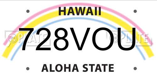 728VOU Hawaii License Plate