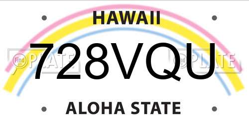 728VQU Hawaii License Plate