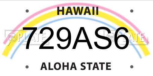 729AS6 Hawaii License Plate