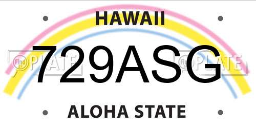 729ASG Hawaii License Plate