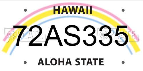 72AS335 Hawaii License Plate