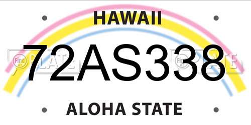 72AS338 Hawaii License Plate