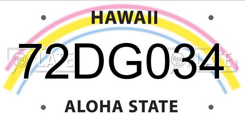 72DG034 Hawaii License Plate