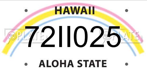 72II025 Hawaii License Plate