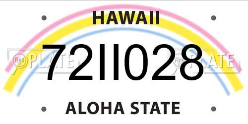 72II028 Hawaii License Plate