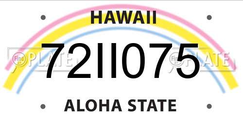 72II075 Hawaii License Plate