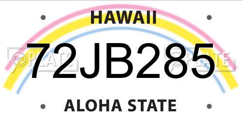 72JB285 Hawaii License Plate