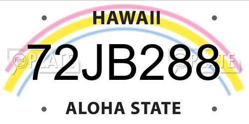 72JB288 Hawaii License Plate