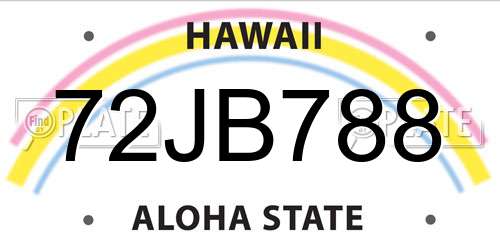 72JB788 Hawaii License Plate