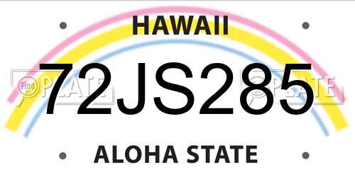 72JS285 Hawaii License Plate
