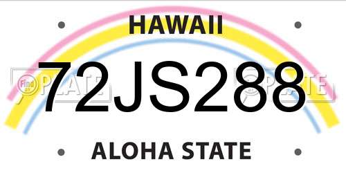 72JS288 Hawaii License Plate
