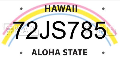 72JS785 Hawaii License Plate