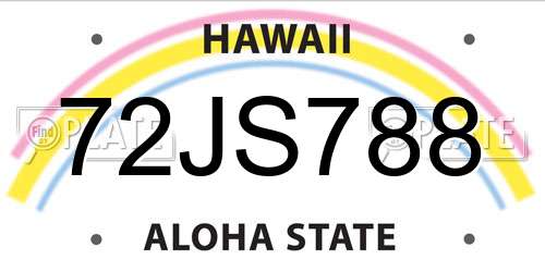 72JS788 Hawaii License Plate