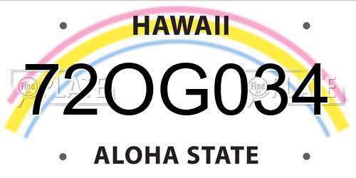 72OG034 Hawaii License Plate