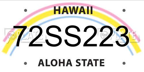 72SS223 Hawaii License Plate