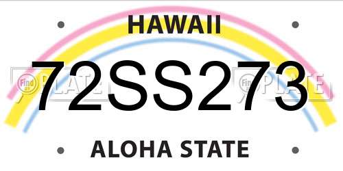 72SS273 Hawaii License Plate