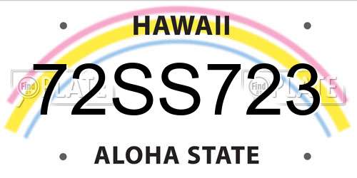 72SS723 Hawaii License Plate