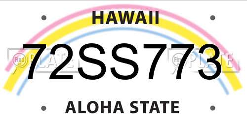 72SS773 Hawaii License Plate